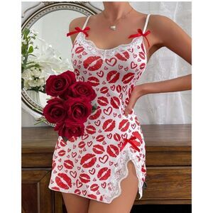 Womens Lingerie Sexy Lace Babydoll V Neck Sleepwear Nightgowns for Women Chemise